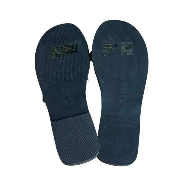 NEW Madewell The Gabi Thong Slide Sandal 9.5 Leather Black White - Picture 6 of 8